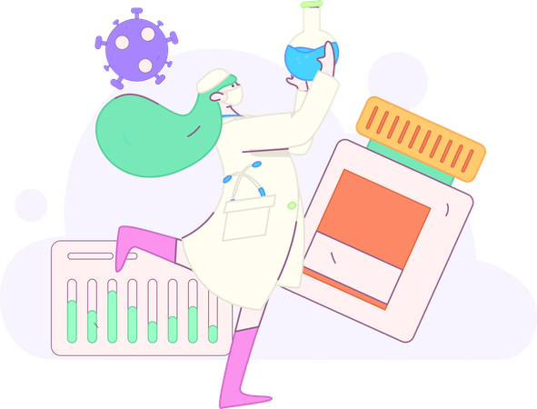 Nurse performs lab test  Illustration