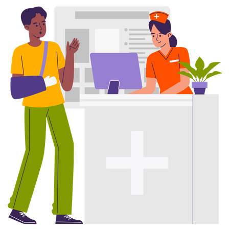 Nurse Receptionist giving hospital instruction  Illustration