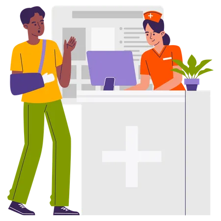 Nurse Receptionist giving hospital instruction  Illustration