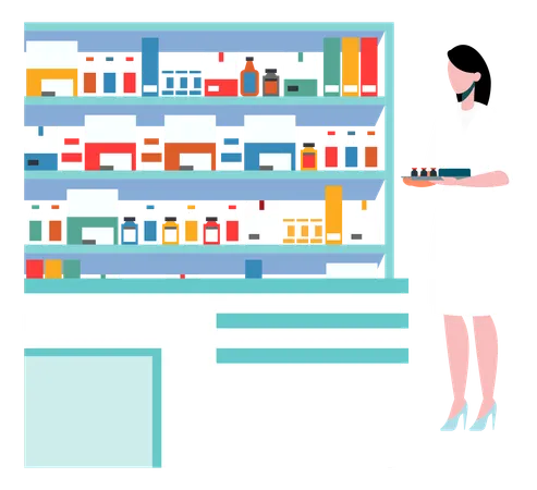 The Nurse Is Standing In The Clinic Illustration