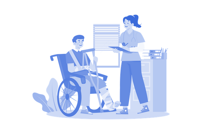 Nurse Standing With Patient  Illustration