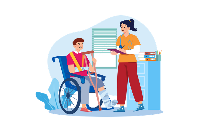 Nurse standing with patient Illustration