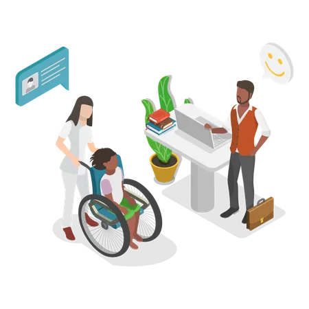 3 D Isometric Flat Vector Illustration Of Support Kids With Special Needs Educational Specialist Service Item 1 Illustration