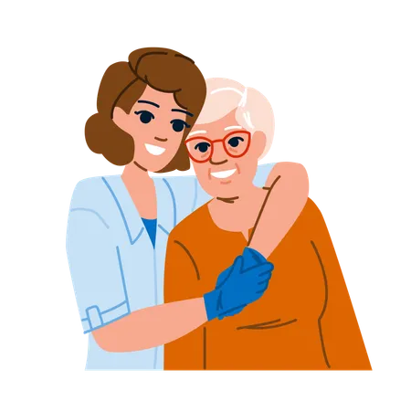 Nurse Home Healthcare Nursing Vector Senior Patient Doctor Old Retirement Caregiver Nurse Home Healthcare Nursing Character People Flat Cartoon Illustration Illustration