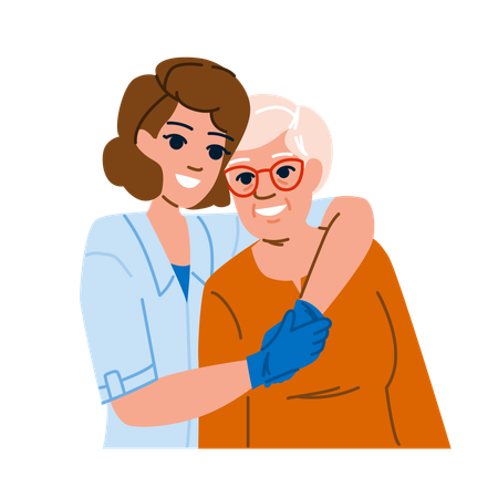 Nurse takes care of patient  Illustration