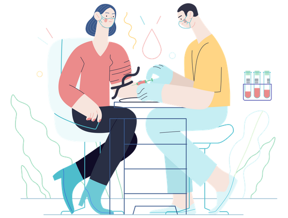 Nurse taking blood sample for Blood test  イラスト