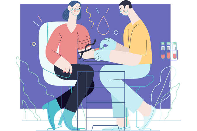Nurse taking blood sample for Blood test  イラスト