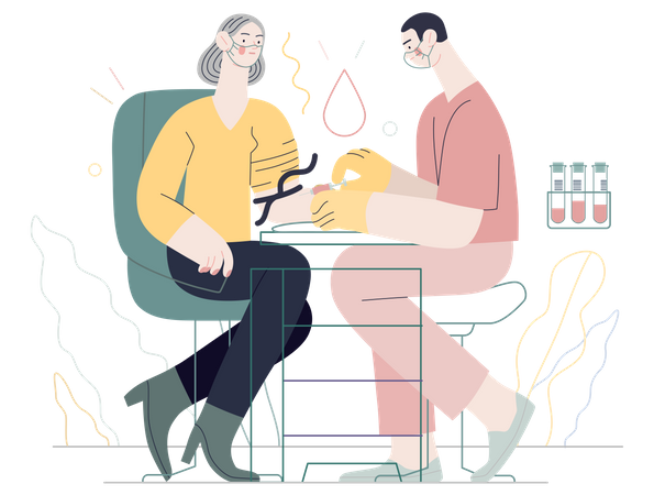 Nurse taking blood sample for Blood test  イラスト