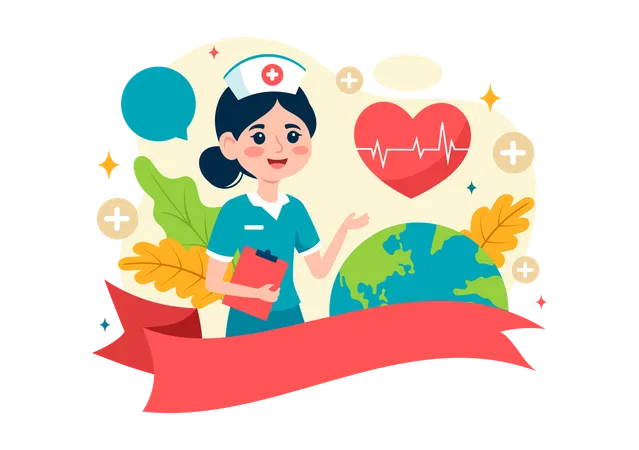 Nurse taking care of planet earth  Illustration