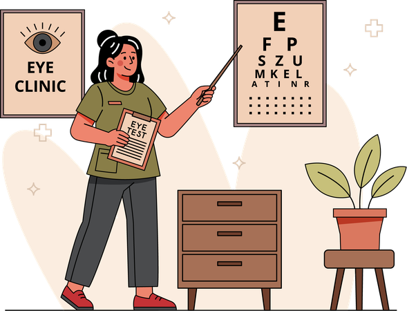 Nurse testing eye health  Illustration