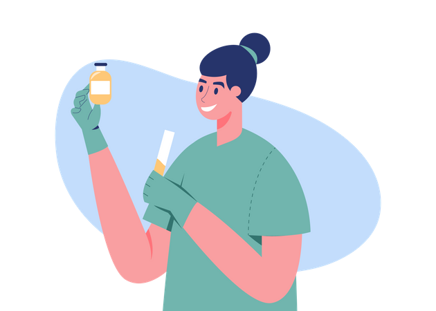 Nurse testing medicine  Illustration