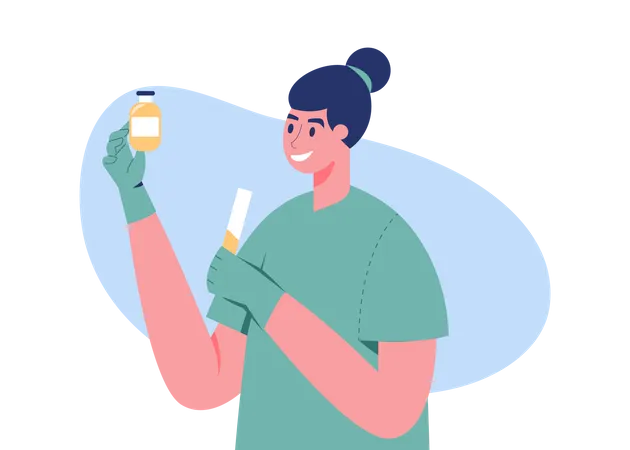 Nurse testing medicine  Illustration