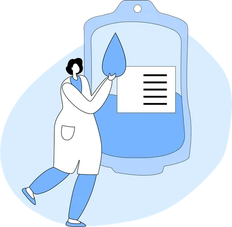 Nurse with blood bank  Illustration