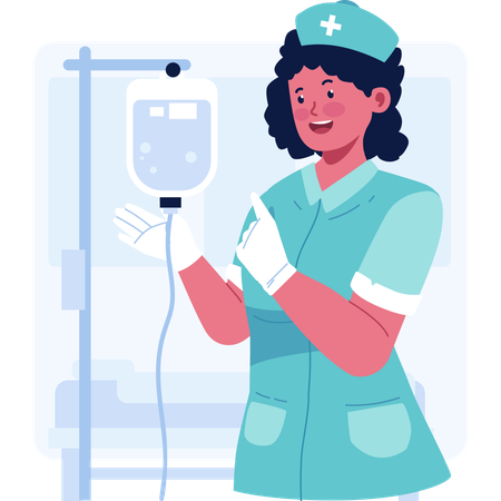 Nurse with blood botttle  Illustration