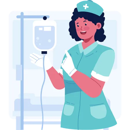 Nurse with blood botttle  Illustration