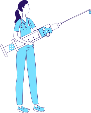 Nurse with large syringe Illustration