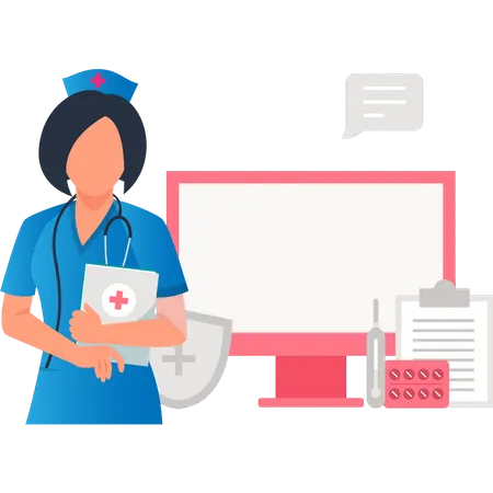 Nurse with medical report  Illustration