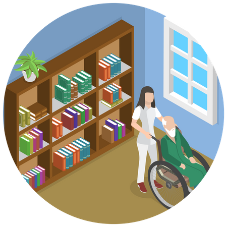 Nurse working at Home Care for Elderly Patient  Illustration