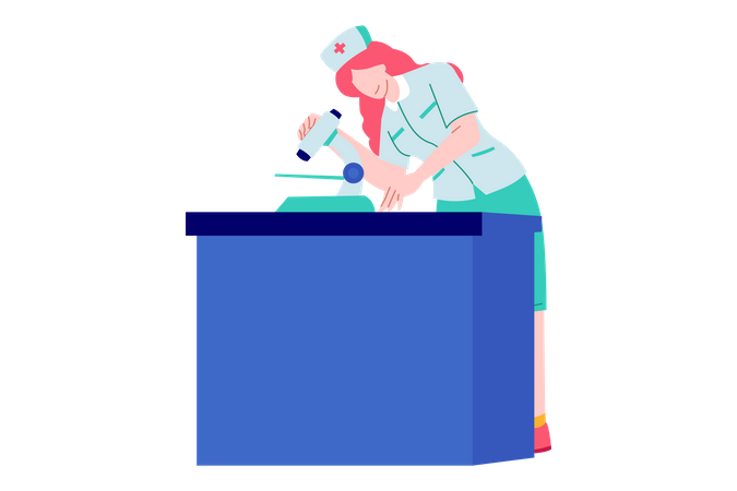 Nurse working in laboratory Illustration