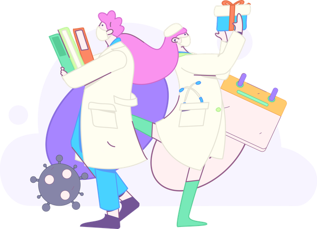 Nurse works on lab experiment  Illustration