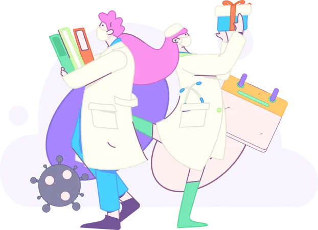 Nurse works on lab experiment  Illustration