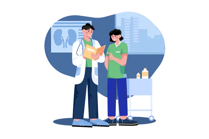 Nurses Discussing With Doctor Illustration Concept On White Background Illustration
