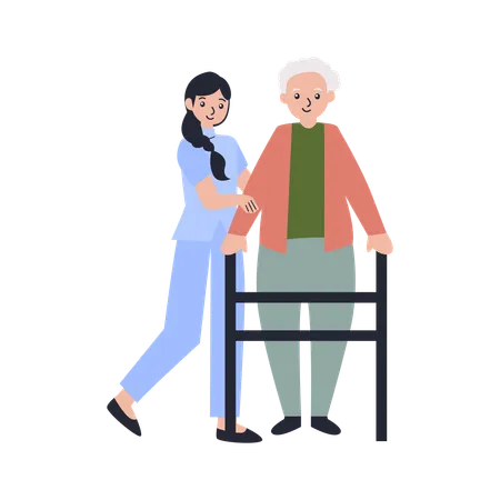 Nursing Home Activities given to elderly woman  Illustration