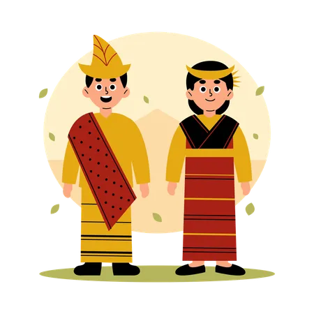 Illustration Of A Man And Woman Dressed In Traditional Nusa Tenggara Timur Clothing Showcasing The Rich Cultural Heritage Of Indonesia East Nusa Tenggara Illustration