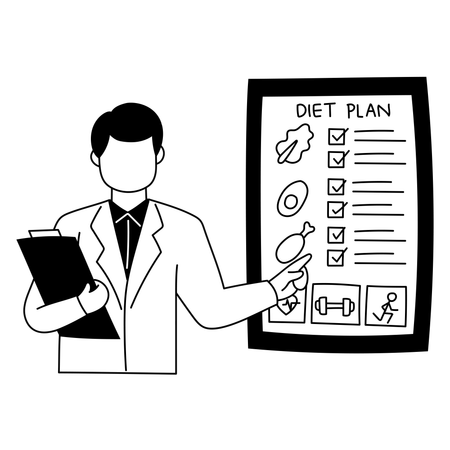 Nutricionista está discutindo plano de dieta  Ilustração