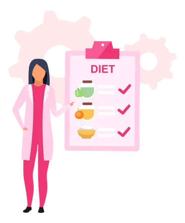 Nutricionista prescrevendo alimentos saudáveis para perder peso  Ilustração