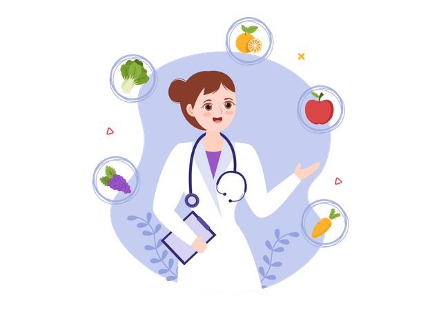 Nutritionist giving diet plan  Illustration