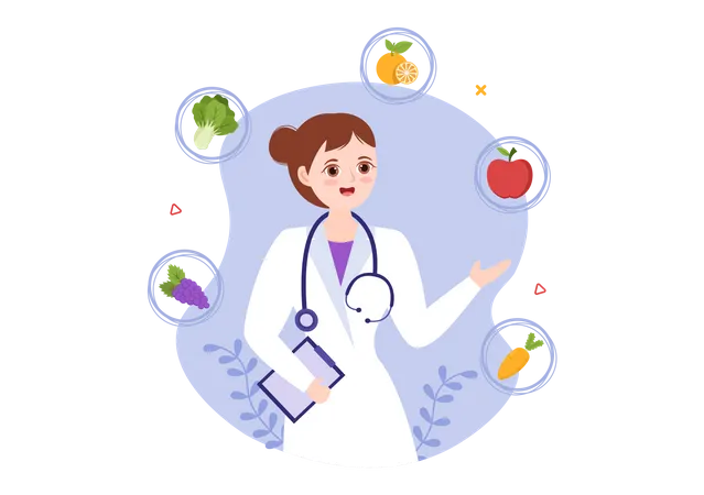 Nutritionist giving diet plan  Illustration