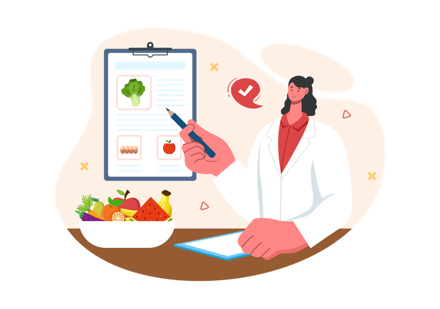 Nutritionist Giving Diet Plan  Illustration