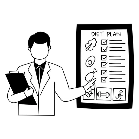 Nutritionist is discussing diet plan  Illustration