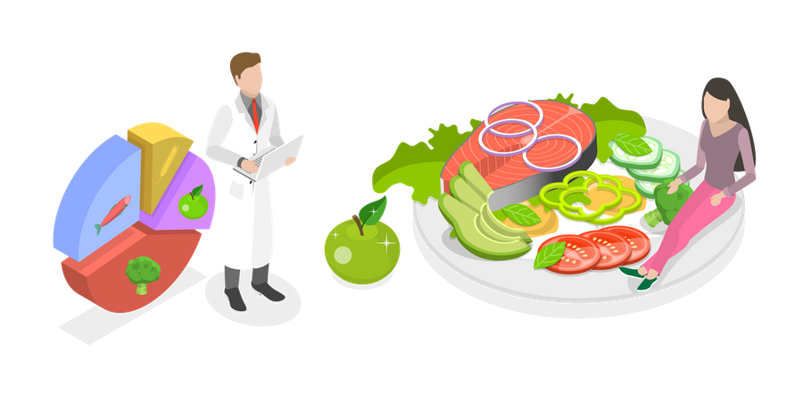 Nutritionist Making Meal Plan  Illustration