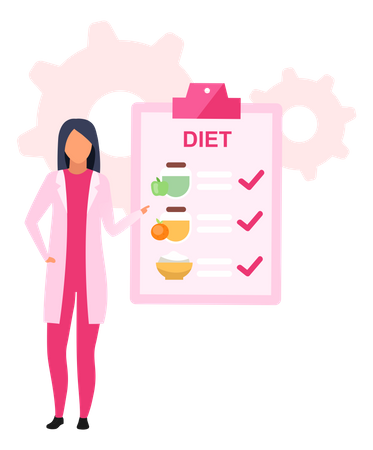 Nutritionist prescribing healthy food for losing weight  Illustration