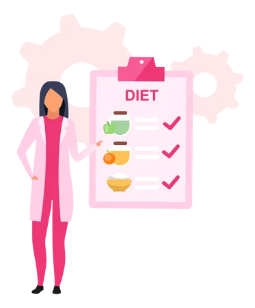 Nutritionist prescribing healthy food for losing weight  Illustration