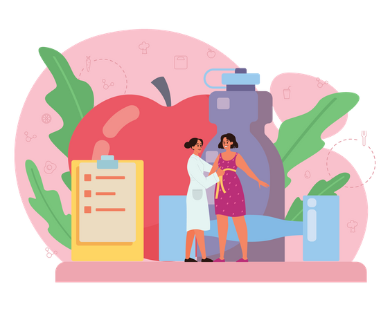 Nutritionist with Diet plan  Illustration