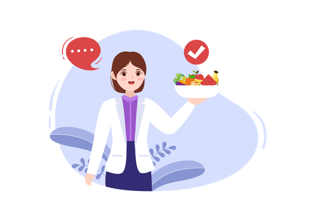 Nutritionist with healthy diet  Illustration
