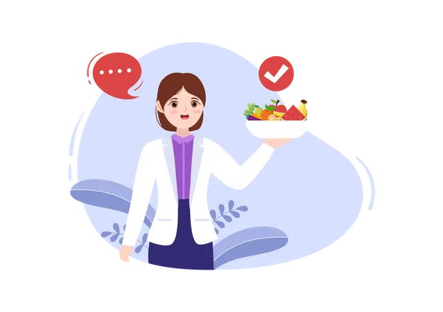 Nutritionist with healthy diet  イラスト