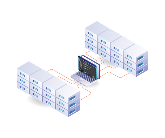 Análise de dados de linguagem de programação de hospedagem de servidor em nuvem  Ilustração