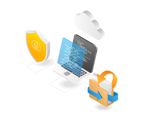 Segurança de dados em linguagem de programa de servidor em nuvem  Ilustração