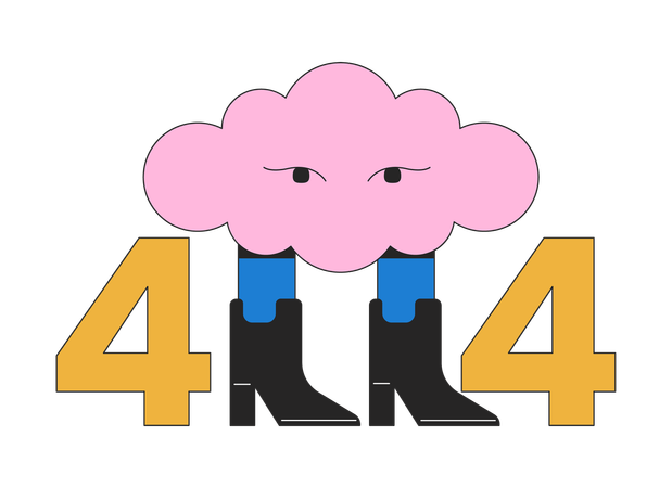 Nuvem surreal elegante em mensagem flash de erro 404 de botas  Ilustração