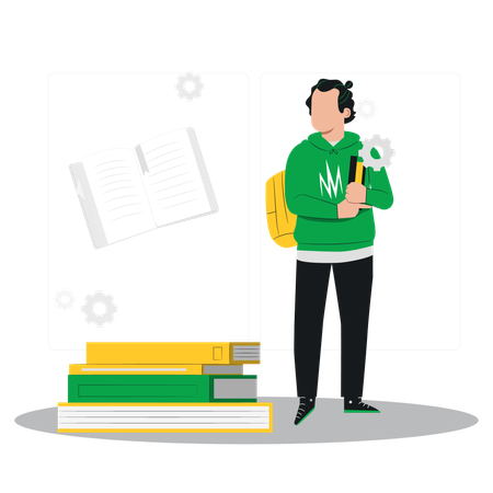 O aluno está se preparando para o exame  Ilustração