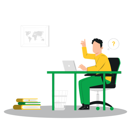 O aluno está se preparando para o exame  Ilustração