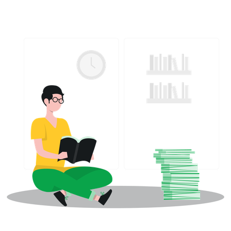 O aluno está se preparando para o exame  Ilustração