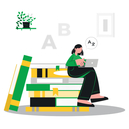 O aluno está se preparando para o exame  Ilustração