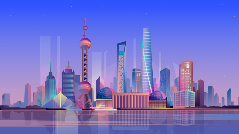 O bund em Xangai  Ilustração
