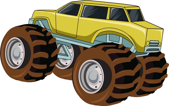 O grande monster truck amarelo  Illustration