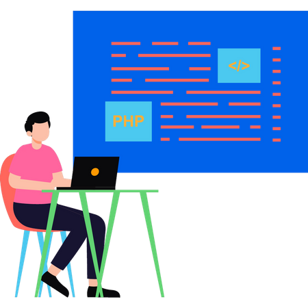 O cara está fazendo codificação PHP  Illustration